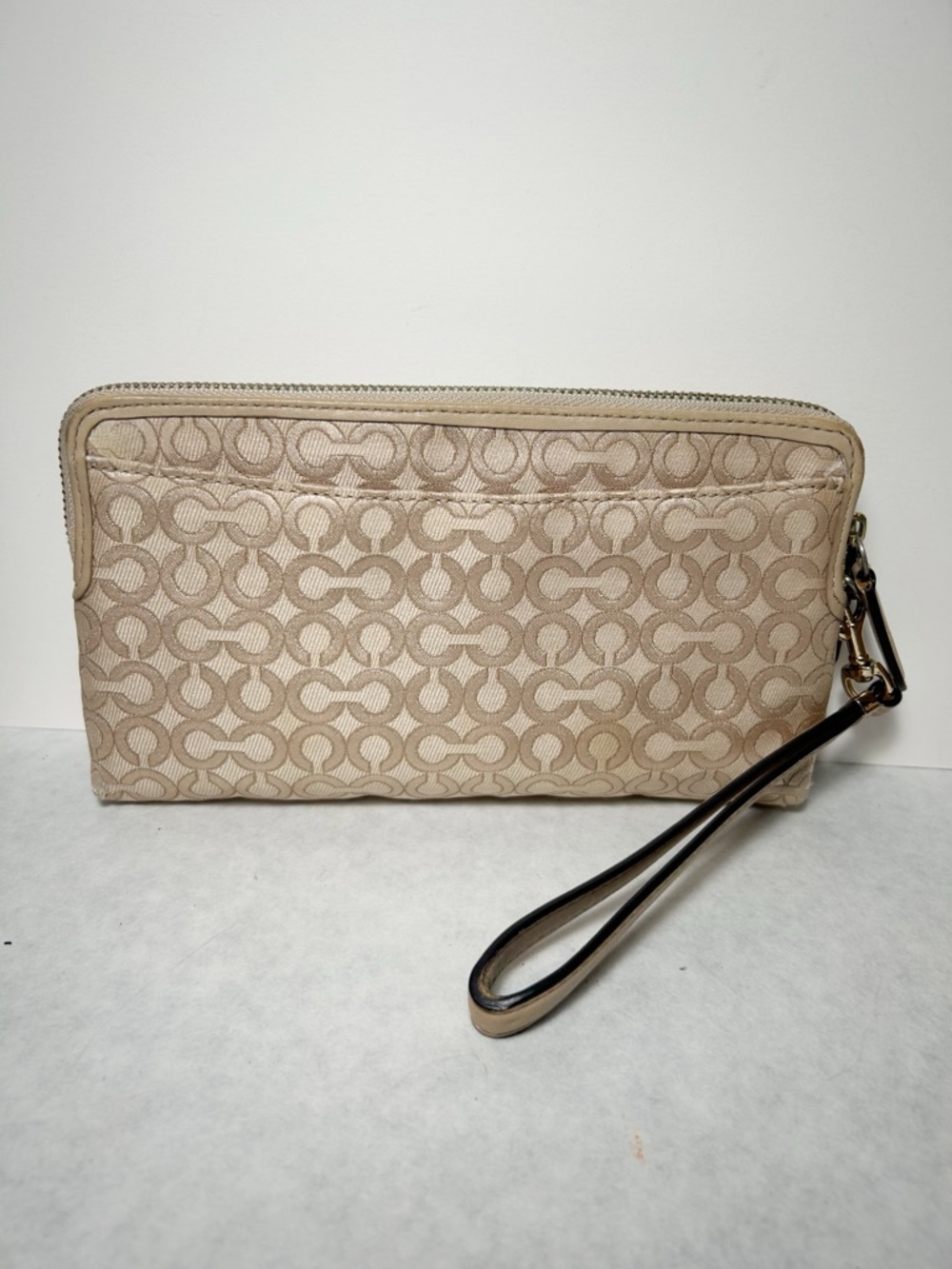 Coach Madison Op Art Double Zip Wallet Wristlet (Style No. F51221) Gold/Tan Tone - Picture 2 of 11